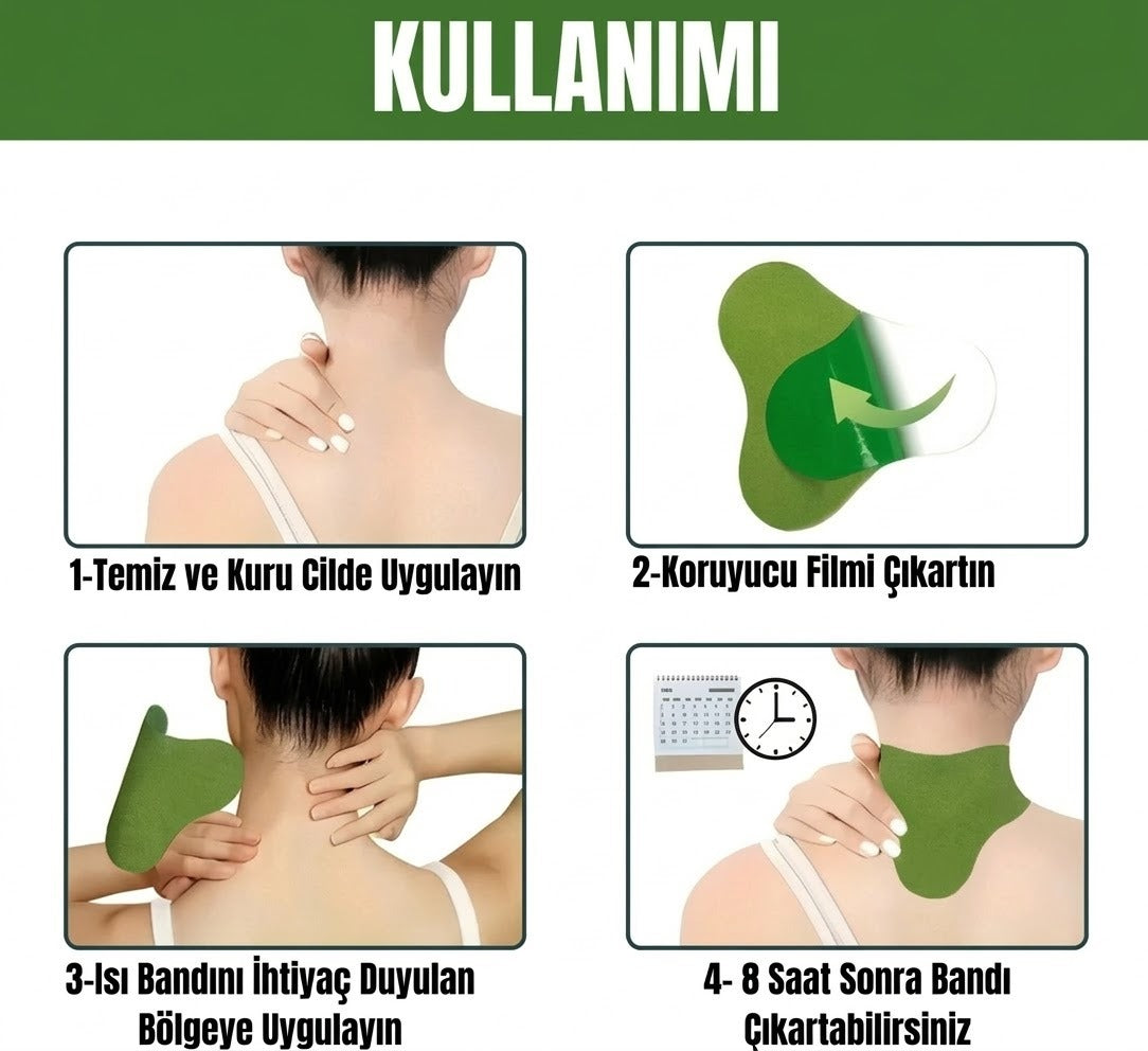 Health Sırt, Omuz, Bel, Boyun, Fıtık Için Bitkisel Isıtmalı Yakı Bandı  (5 Adet)